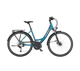 KTM Life Space női trekking kerékpár 27 fokozatú Acera váltó, tárcsafék, monovázas, vital blue 51cm