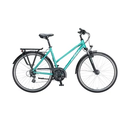 KTM Life Joy női trekking kerékpár 24 fokozatú Shimano Altus váltó, monovázas, V-fék, ocean/mint 46cm