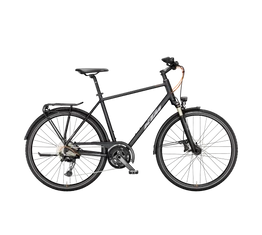 KTM Life 1964 férfi trekking kerékpár, 30 fokozatú Deore XT váltó, tárcsafék, matt fekete 46cm