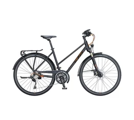 KTM Life 1964 női trekking kerékpár, 30 fokozatú Deore XT váltó, tárcsafék, matt fekete, 46cm