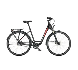 KTM Life Eight Belt női trekking kerékpár, 8 fokozatú Nexus agyváltó, szíjhajtás, tárcsafék, fekete 46cm
