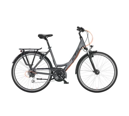 KTM Life Joy női trekking kerékpár 24 fokozatú Shimano Altus váltó, monovázas, acélszürke (fekete) 46cm