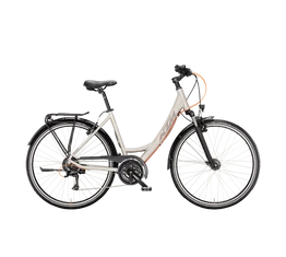 KTM Life Joy női trekking kerékpár 16 fokozatú Shimano Acera váltó, monovázas, silver rose 43cm