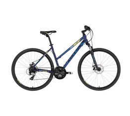 Kellys Clea 70 Dark Blue női cross kerékpár 24 fokozatú TX800 váltó, mechanikus tárcsafék,19"