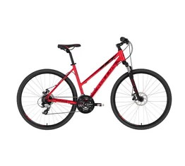 Kellys Clea 70 Red női cross kerékpár 24 fokozatú TX800 váltó, mechanikus tárcsafék,19"