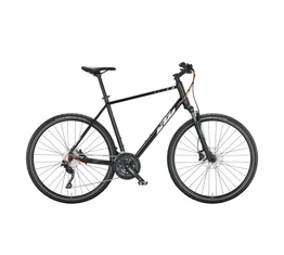 KTM X-Life Action férfi cross kerékpár 30 fokozatú Deore váltó, tárcsafék, levegős teleszkóp, fényes fekete 46cm