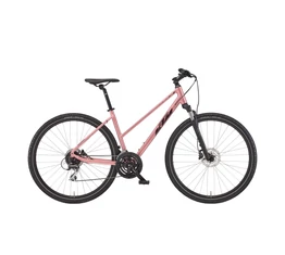 KTM X-Life Track női cross kerékpár 24 fokozatú Acera váltó, hidraulikus tárcsafék, vintage rose 51cm