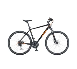 KTM Life Track férfi cross kerékpár 24 fokozatú Shimano Acera váltó, hidraulikus tárcsafék, fényes fekete/narancs 56cm