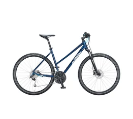 KTM Life Road női cross kerékpár 27 fokozatú Shimano Deore XT váltó, hidraulikus tárcsafék, kék, 43cm