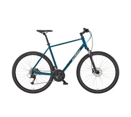KTM X-Life Road férfi cross kerékpár 27 fokozatú Acera váltó, hidraulikus tárcsafék, vital-blue 46cm