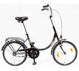 Csepel Camping 20"-os városi kerékpár hajlított merev vázzal, fekete, kontrás