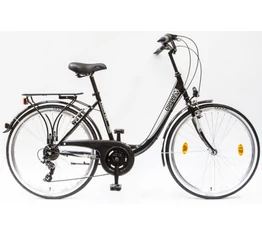 Csepel Budapest B 26"-os városi kerékpár 7sebességes, fekete/fehér-matrica
