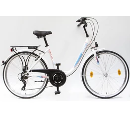 Csepel Budapest B 26"-os városi kerékpár 7sebességes, fehér/kék/piros