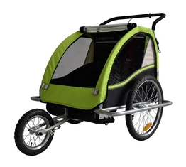 Gyermekutánfutó 2 gyermek szállítására (összsúly: max.40kg) könnyedén le/felszerelhető jogging szett, zöld