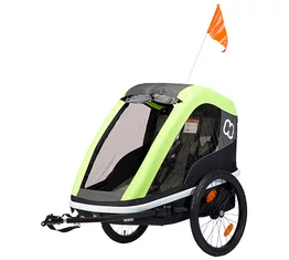 Hamax Avenida Twin gyermek szállító utánfutó, 2gyermeknek, 45kg terhelhetőség, időjárás álló boritás, szürke/lime