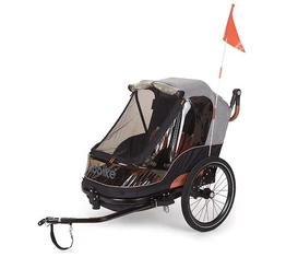 Bobike gyermekutánfutó 2 gyermek szállítására (összsúly: max.45kg) szürke/barna