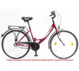Csepel Budapest A felnőtt tricikli Shimano Nexus3 agyváltóval 26&quot; bordó