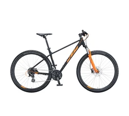 KTM Chicago 29&quot;-os MTB kerékpár 24 fokozatú Shimano Altus váltó, hidraulikus tárcsafék, matt fekete/narancs 15&quot;