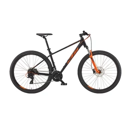 KTM Chicago 29"-os MTB kerékpár 24 fokozatú Shimano Tourney váltó, hidraulikus tárcsafék, matt fekete/narancs 19"