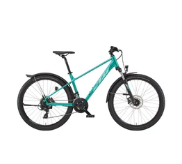 KTM Penny Lane Street 27,5"-os női MTB kerékpár 24 fokozatú Tourney váltó, hidr. tárcsafék, ocean S/37cm