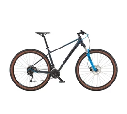 KTM Chicago 27,5"-os MTB kerékpár 27 fokozatú Altus váltó, hidr. tárcsafék, fényes szürke/kék S/38cm