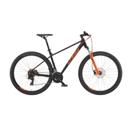 KTM Chicago 27,5"-os MTB kerékpár 24 fokozatú Tourney váltó, hidr.tárcsa, mattfekete/narancs M/43cm