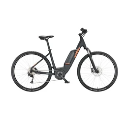 KTM Macina Cross A410 elektromos kerékpár Bosch Active Line, 9 fokozatú Altus váltó, monováz, matt fekete 43cm