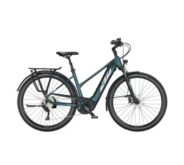 KTM Macina Tour CX 510 elektromos kerékpár Bosch Performance Line CX, 10 fokozatú Deore váltó, női, zöld/ezüst 46cm