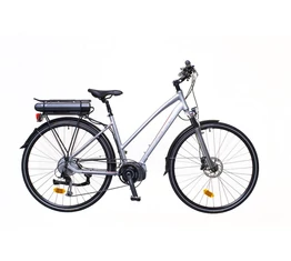 Neuzer Menton női trekking Ebike/Pedelec 9 fokozatő váltó, Shimano Steps motor, ezüst/piros-szürke 18"