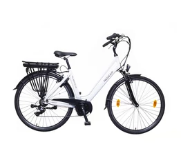 Neuzer Hollandia Optima Deluxe ebike 28&quot;-as, alu, 36V/250W középmotor, 13Ah Li-ion akku, fehér 19,5&quot;