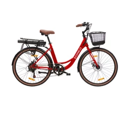 Neuzer ECONELO E-City pedelec női 6 sebességes, 26"-os kerék, 36V/250W motor, 10aH akku, piros 17"