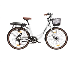 Neuzer ECONELO E-City pedelec női 6 sebességes, 26"-os kerék, 36V/250W motor, 10aH akku, fehér, 17"