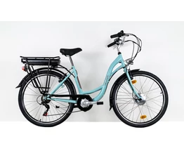 Neuzer Genova pedelec női 6 sebességes, 26&quot;-os kerék, 36V/240W motor, 11aH akku, türkiz/barna 17&quot;