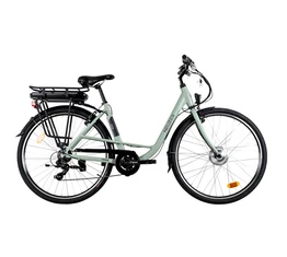 Neuzer Genova pedelec női 6 sebességes, 26"-os kerék, 36V/240W motor, 11aH akku, matt halványzöld 17"