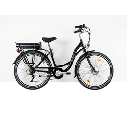 Neuzer Genova pedelec női 6 sebességes, 26"-os kerék, 36V/240W motor, 11aH akku, fekete/fehér 17"