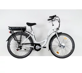 Neuzer Genova pedelec női 6 sebességes, 26"-os kerék, 36V/240W motor, 11aH akku, fehér/fekete 17"