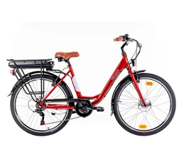 Neuzer Genova pedelec női városi Ebike/Pedelec 6 sebességes, 26&quot;-os kerék, 36V/250W motor, 13Ah akku, króm piros, 17&quot;