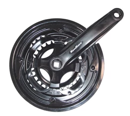 Sunrace kommersz hajtómű 48/38/28-as fogszám, láncvédős, fekete