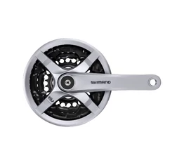 Shimano FC-TY501 MTB hajtómű 48/38/28-as fogszám, 170mm-es, láncvédős, ezüst (Tourney-család)