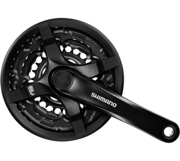 Shimano FC-TY501 MTB hajtómű 42/34/24-es fogszám, 170mm-es, láncvédős, fekete (Tourney-család), gyári dobozos