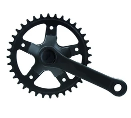 Négyzetkúpos hajtómű gyerek kerékpárhoz, acél, 36-es fogszám, 127mm-es hajtókar, fekete