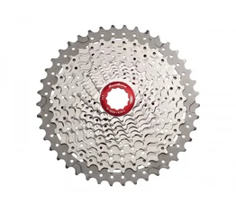 Fogaskoszorú 11-es Sunrace CSMX8 11AY ezüst/piros 11-42-es fog kiosztás