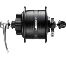 Shimano Nexus DH-3D32 agydinamó 6V/3W, 36 lyuk, 6 csavaros tárcsafék, gyorszáras, fekete fesszabályzóval