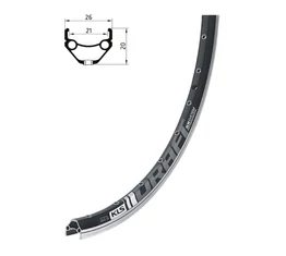 Kellys KLS Draft 26" MTB abroncs 559x21mm, duplafalú, szegecselt, V-fékes, fekete, 32 lyukas