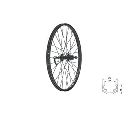 Kellys Wasper 24"-os hátsó kerék alu agy, szimplafalú felni, kazettás 7 fokozathoz, gyosrzáras, fekete