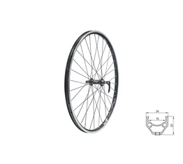 Kerék MTB elsö Kellys KLS Draft duplafalú V-fékhez, fekete