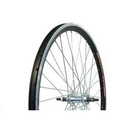 MTB hátsó kerék Warrior duplafalú aero profilú abronccsal, aluaggyal, fekete, CNC-zett fékfelülettet