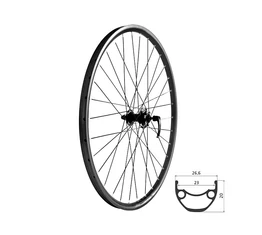 Kellys KLS Draft DSC 23 tácsafékes első kerék duplafalú felnivel 6 csavaros tárcsához 26" 23-559