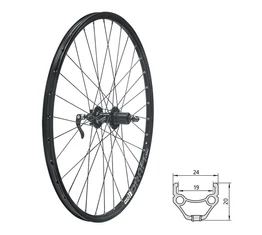Kellys Draft Disc hátsó kerék 622, kazettás, gyorszáras, szegecselt, Disc/V-fék, fekete
