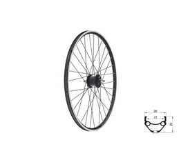 Kerék 622 első Kellys Draft duplafalú szegecselt abroncs, agydinamó agy, 28/29" V-fék fekete